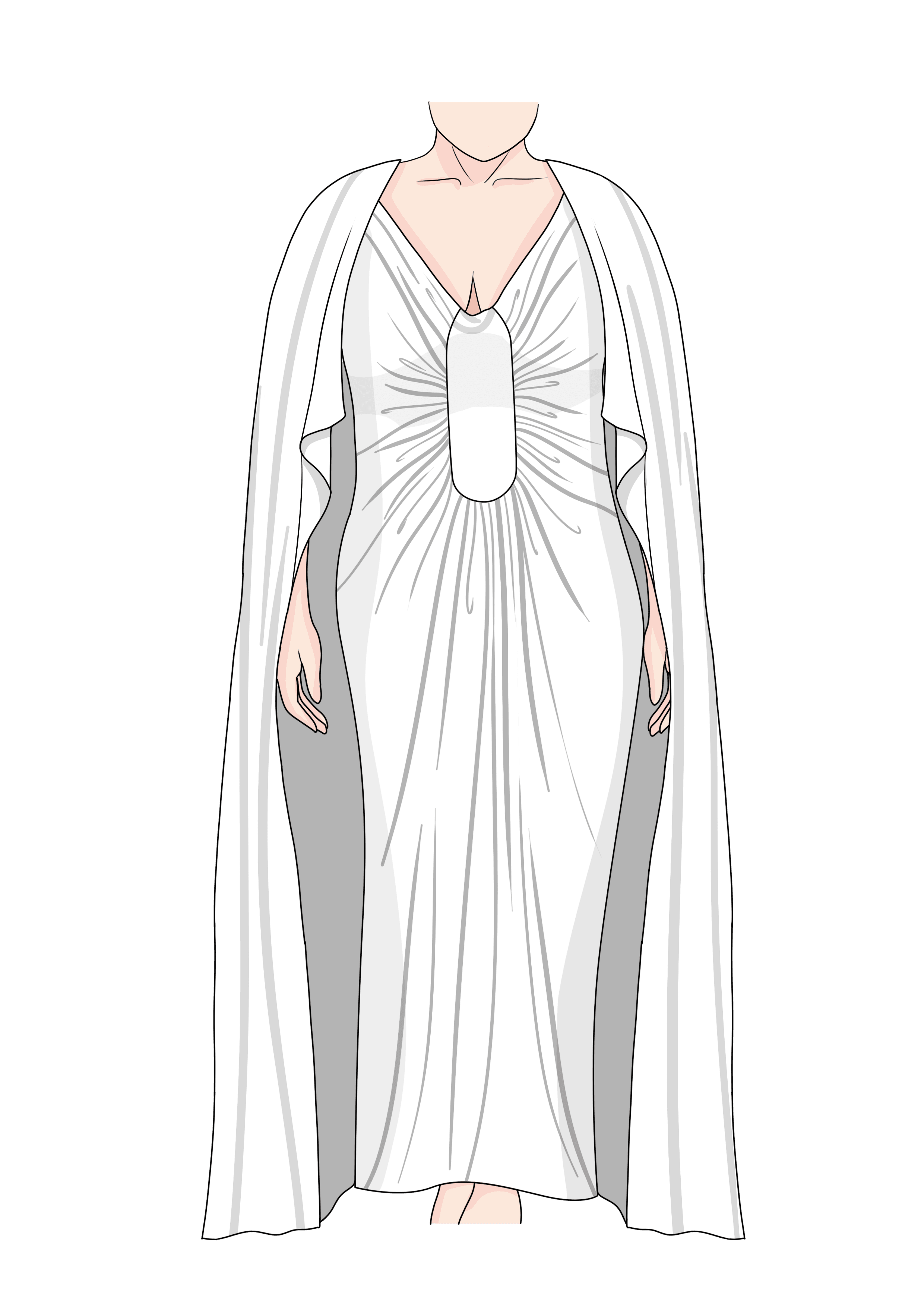 Cape and Overskirt Gown